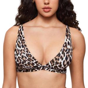 imageINLYRIC Womens Inbarely Soft Plunge Bralette  Deep V Unlined Triangle No Padding No Underwire Sexy Comfort Sleep BraDesert Leopard