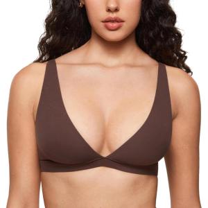 imageINLYRIC Womens Inbarely Soft Plunge Bralette  Deep V Unlined Triangle No Padding No Underwire Sexy Comfort Sleep BraHazelnut