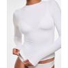 imageINLYRIC Womens Inbarely Ultra Long Sleeve Shirts Crew Neck Double Lined Slim Fitted Going Out Tops Basic TeesSnow Whitesee Through