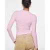 imageINLYRIC Womens Inbarely Ultra Long Sleeve Shirts Crew Neck Double Lined Slim Fitted Going Out Tops Basic TeesSweet Pinksee Through