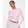 imageINLYRIC Womens Inbarely Ultra Long Sleeve Shirts Crew Neck Double Lined Slim Fitted Going Out Tops Basic TeesSweet Pinksee Through