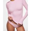 imageINLYRIC Womens Inbarely Ultra Long Sleeve Shirts Crew Neck Double Lined Slim Fitted Going Out Tops Basic TeesSweet Pinksee Through