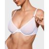 imageINLYRIC Womens Cosnufy Sheer Balconette Bra Demi Unlined Plunge Mesh See Through Sexy Bras UnderwireWhite