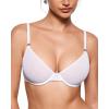 imageINLYRIC Womens Cosnufy Sheer Balconette Bra Demi Unlined Plunge Mesh See Through Sexy Bras UnderwireWhite