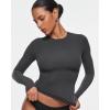 imageINLYRIC Womens Inbarely Soft Long Sleeve TShirts Crew Neck Basic Tees Slim Fitted Going Out Tops Trendy Fall OutfitsGraphite Grey