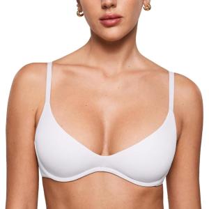 imageINLYRIC Womens Inbarely Plus Plunge Bra  Unlined Underwire Sexy Demi Balconette BrasWhite