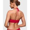 imageINLYRIC Womens Inbarely Soft Halter Bralette Open Back Backless TieBack No Padding Unlined Scoop No Underwire BraLipstick Red