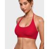 imageINLYRIC Womens Inbarely Soft Halter Bralette Open Back Backless TieBack No Padding Unlined Scoop No Underwire BraLipstick Red