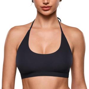 imageINLYRIC Womens Inbarely Soft Halter Bralette Open Back Backless TieBack No Padding Unlined Scoop No Underwire BraBlack