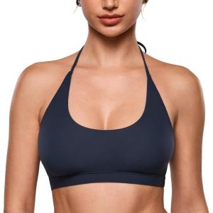 imageINLYRIC Womens Inbarely Soft Halter Bralette Open Back Backless TieBack No Padding Unlined Scoop No Underwire BraDeep Ocean Blue