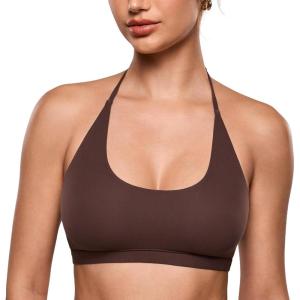 imageINLYRIC Womens Inbarely Soft Halter Bralette Open Back Backless TieBack No Padding Unlined Scoop No Underwire BraHazelnut