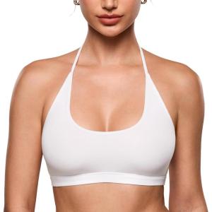 imageINLYRIC Womens Inbarely Soft Halter Bralette Open Back Backless TieBack No Padding Unlined Scoop No Underwire BraSnow White  See Through