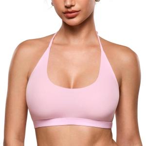 imageINLYRIC Womens Inbarely Soft Halter Bralette Open Back Backless TieBack No Padding Unlined Scoop No Underwire BraSweet Pink