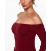 imageINLYRIC Womens Off The Shoulder Long Sleeve Maxi Dresses Elegant Formal Wedding Guest Cocktail Long DressesAncora Red