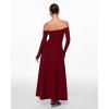 imageINLYRIC Womens Off The Shoulder Long Sleeve Maxi Dresses Elegant Formal Wedding Guest Cocktail Long DressesAncora Red