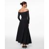 imageINLYRIC Womens Off The Shoulder Long Sleeve Maxi Dresses Elegant Formal Wedding Guest Cocktail Long DressesBlack