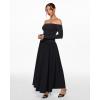 imageINLYRIC Womens Off The Shoulder Long Sleeve Maxi Dresses Elegant Formal Wedding Guest Cocktail Long DressesBlack