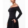 imageINLYRIC Womens Off The Shoulder Long Sleeve Maxi Dresses Elegant Formal Wedding Guest Cocktail Long DressesBlack