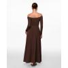 imageINLYRIC Womens Off The Shoulder Long Sleeve Maxi Dresses Elegant Formal Wedding Guest Cocktail Long DressesHazelnut