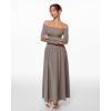 imageINLYRIC Womens Off The Shoulder Long Sleeve Maxi Dresses Elegant Formal Wedding Guest Cocktail Long DressesKhaki Taupe
