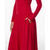 imageINLYRIC Womens Off The Shoulder Long Sleeve Maxi Dresses Elegant Formal Wedding Guest Cocktail Long DressesLipstick Red