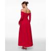 imageINLYRIC Womens Off The Shoulder Long Sleeve Maxi Dresses Elegant Formal Wedding Guest Cocktail Long DressesLipstick Red
