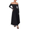 imageINLYRIC Womens Off The Shoulder Long Sleeve Maxi Dresses Elegant Formal Wedding Guest Cocktail Long DressesBlack