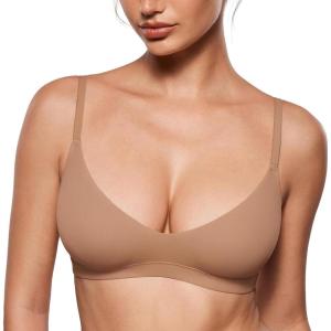imageINLYRIC Womens Inbarely Soft Scoop Bralettes No Padding Cami Bras Unlined No Underwire Comfort Sleep Bralette PulloverGravel Beige