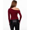 imageINLYRIC Womens Inbarely Seasons Off The Shoulder Double Lined Long Sleeve Tops Going Out Slim Fitted Sexy TShirtsAncora Red