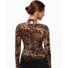 imageINLYRIC Womens Cosnufy Mesh Sheer Long Sleeve Tops See Through Boat Neck Going Out Tops Trendy Sexy ShirtsWildland Leopard