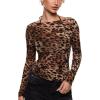 imageINLYRIC Womens Cosnufy Mesh Sheer Long Sleeve Tops See Through Boat Neck Going Out Tops Trendy Sexy ShirtsWildland Leopard
