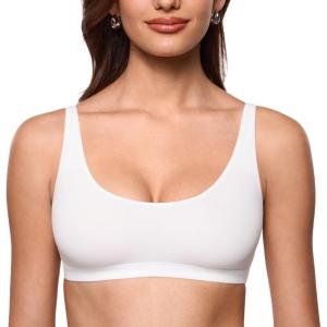 imageINLYRIC Womens Inbarely Soft Scoop Neck Bralette  Spaghetti Strap No Padding Unlined No Underwire Comfortable Sleep BraSnow White