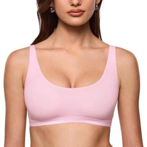 imageINLYRIC Womens Inbarely Soft Scoop Neck Bralette  Spaghetti Strap No Padding Unlined No Underwire Comfortable Sleep BraSweet Pink