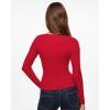 imageINLYRIC Womens Airsoft Long Sleeve TShirts Square Neck Basic Tees Slim Fitted Going Out Tops TrendyLipstick Red