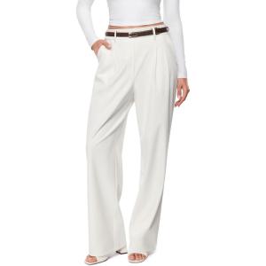 imageINLYRIC Womens Wide Leg Dress Pants High Waisted Stretchy Pull On Work Office Business Casual Trousers Slacks with PocketsIceland White