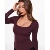 image:imageINLYRIC Womens Airsoft Single Layer Long Sleeve TShirts Square Neck Basic Tees Slim Fitted Going Out Tops TrendyBurgundy Purple