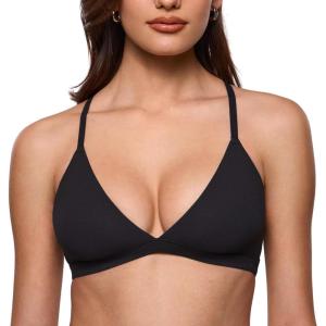 image:imageINLYRIC Womens Inbarely Soft Triangle Racerback Bralette  No Padding Unlined No Underwire Comfort Everyday Plunge BraletteBlack