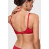 image:imageINLYRIC Womens Mesh Balconette Bra Sexy Demi Supportive Comfortable Seamless Underwire Unlined Sheer BrasLipstick Red