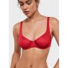 image:imageINLYRIC Womens Mesh Balconette Bra Sexy Demi Supportive Comfortable Seamless Underwire Unlined Sheer BrasLipstick Red
