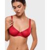 image:imageINLYRIC Womens Mesh Balconette Bra Sexy Demi Supportive Comfortable Seamless Underwire Unlined Sheer BrasLipstick Red