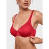 image:imageINLYRIC Womens Mesh Balconette Bra Sexy Demi Supportive Comfortable Seamless Underwire Unlined Sheer BrasLipstick Red