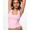 image:imageINLYRIC Womens Inbarely Soft Deep Halterneck Double Lined Sleeveless Tank Tops Backless Going Out Slim Fitted SexySweet Pink