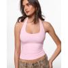 image:imageINLYRIC Womens Inbarely Soft Deep Halterneck Double Lined Sleeveless Tank Tops Backless Going Out Slim Fitted SexySweet Pink