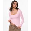 image:imageINLYRIC Womens Airsoft Single Layer Long Sleeve TShirts Square Neck Basic Tees Slim Fitted Going Out Tops TrendySweet Pink