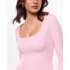 image:imageINLYRIC Womens Airsoft Single Layer Long Sleeve TShirts Square Neck Basic Tees Slim Fitted Going Out Tops TrendySweet Pink