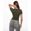 image:imageINLYRIC Womens Inbarely Ultra Short Sleeve Tops Crew Neck Double Lined Going Out Slim Fit T Shirts Summer Basic TeesDeep Moss Green