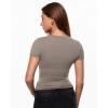 image:imageINLYRIC Womens Inbarely Ultra Short Sleeve Tops Crew Neck Double Lined Going Out Slim Fit T Shirts Summer Basic TeesKhaki Taupe