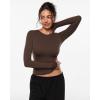 image:imageINLYRIC Womens Airsoft Long Sleeve TShirts Single Layer Crew Neck Basic Tees Slim Fitted Going Out Tops TrendyClay Brown