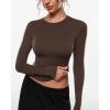 image:imageINLYRIC Womens Airsoft Long Sleeve TShirts Single Layer Crew Neck Basic Tees Slim Fitted Going Out Tops TrendyClay Brown