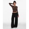 image:imageINLYRIC Womens Airsoft Long Sleeve TShirts Single Layer Crew Neck Basic Tees Slim Fitted Going Out Tops TrendyClay Brown